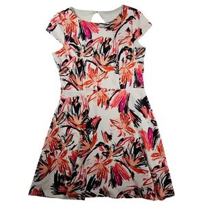 Gabby Skye Floral Fit‎ and Flare Dress Size 12 Cutout Back Spring Wedding Guest